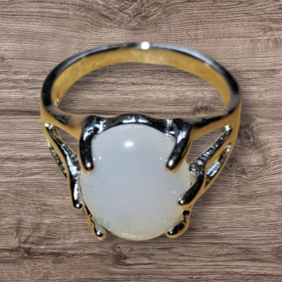Zilverkleurige agaat ring maat 16