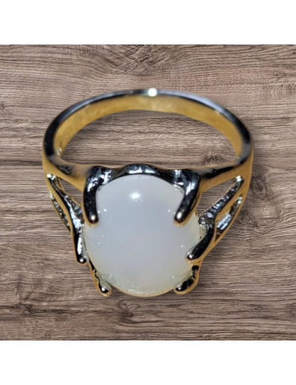 Zilverkleurige agaat ring maat 16