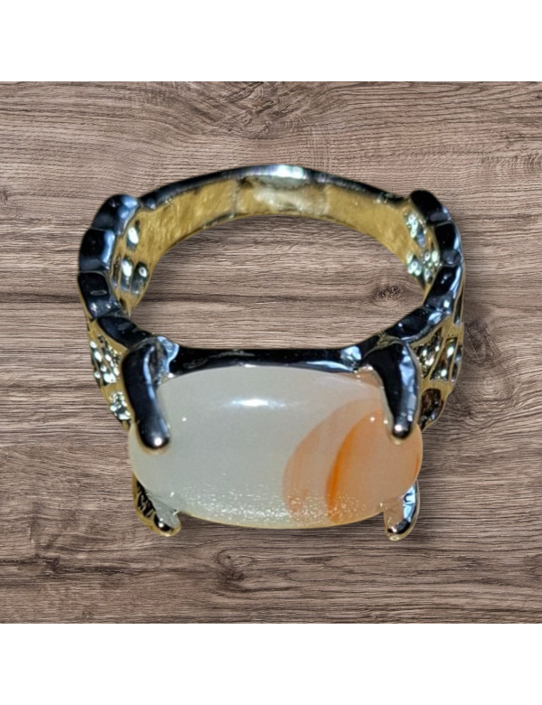 Zilverkleurige Agaat ring maat 10