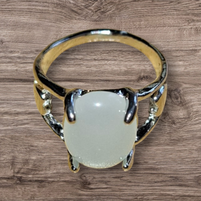 Zilverkleurige lichte agaat ring maat 13