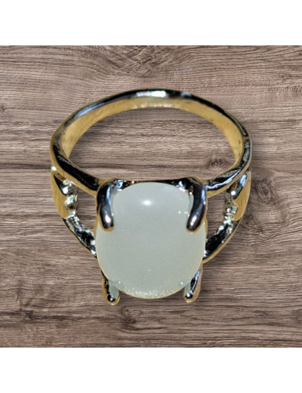 Zilverkleurige lichte agaat ring maat 13