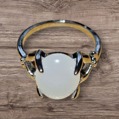Zilverkleurige agaat ring maat 15