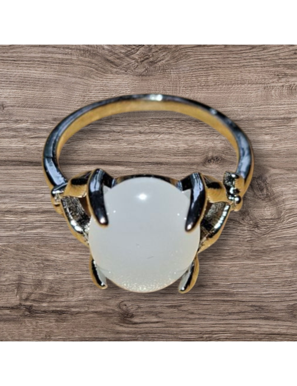 Zilverkleurige agaat ring maat 15