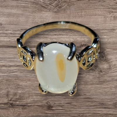 Zilverkleurige agaat ring maat 19