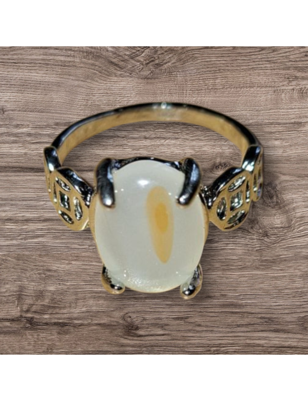 Zilverkleurige agaat ring maat 19