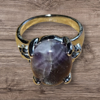 Zilverkleurige Amethist ring maat 10