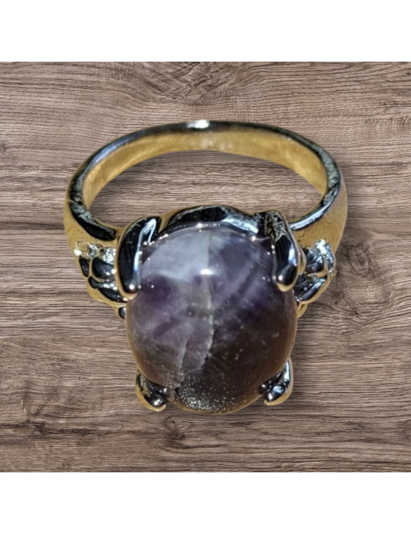 Zilverkleurige Amethist ring maat 10