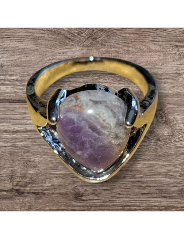 Zilverkleurige amethist ring maat 11