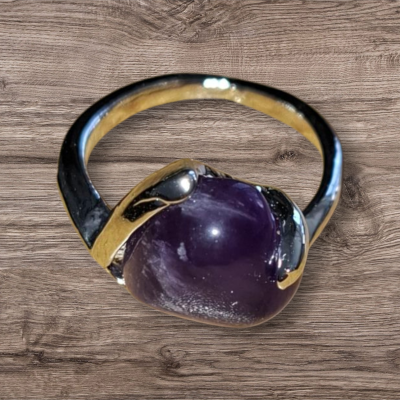Zilverkleurige amethist ring 2 maat 13
