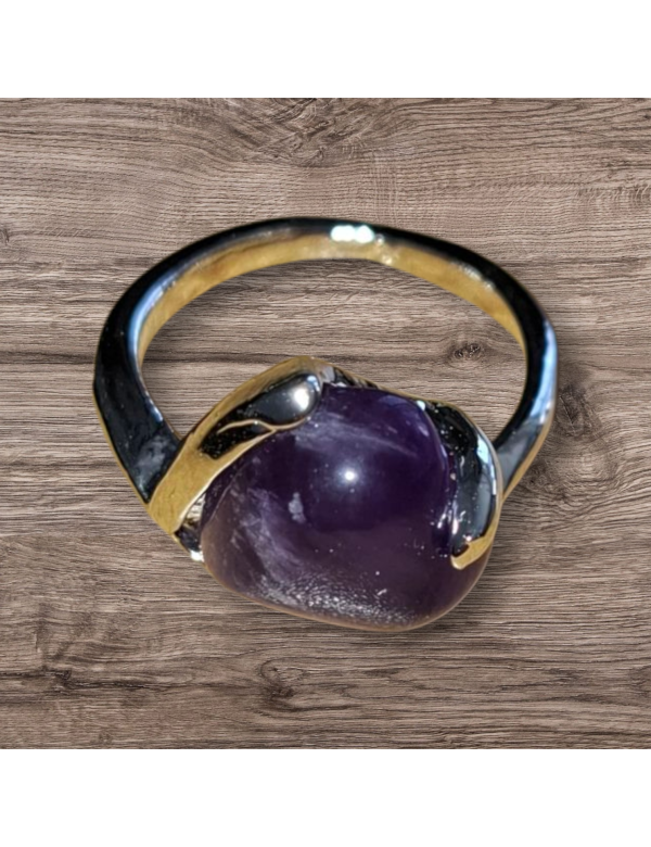 Zilverkleurige amethist ring 2 maat 13