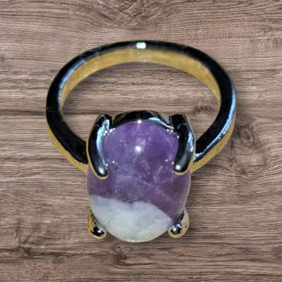 Zilverkleurige amethist ring maat 13