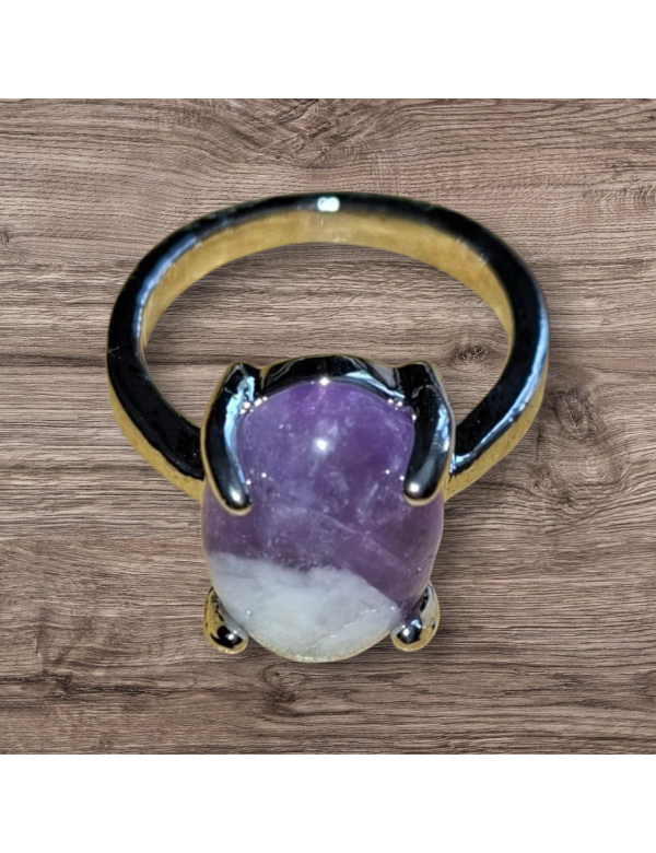 Zilverkleurige amethist ring maat 13