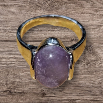Zilverkleurige amethist ring maat 16