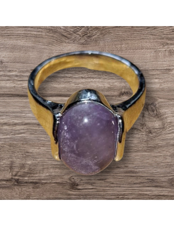 Zilverkleurige amethist ring maat 16