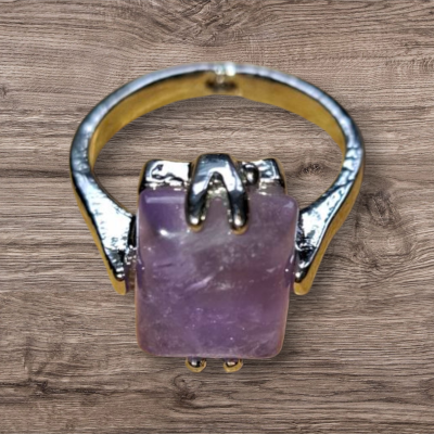 Zilverkleurige amethist ring maat 17