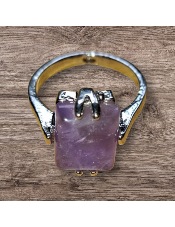 Zilverkleurige amethist ring maat 17