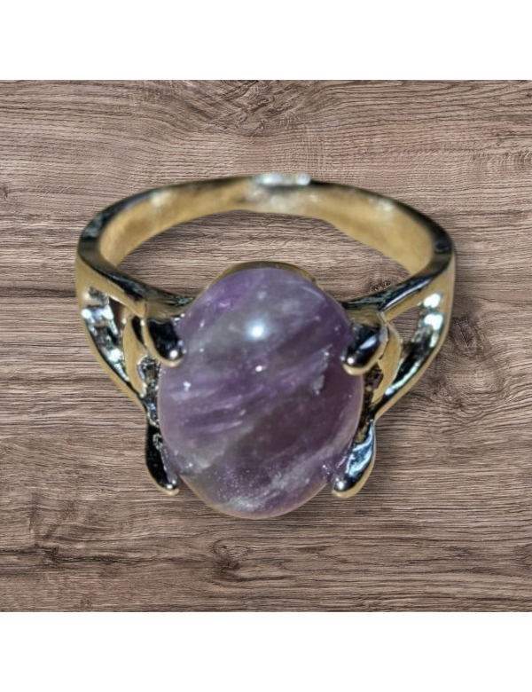 Zilverkleurige amethist ring maat 18