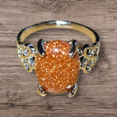 Zilverkleurige aventurijn 2 ring maat 18