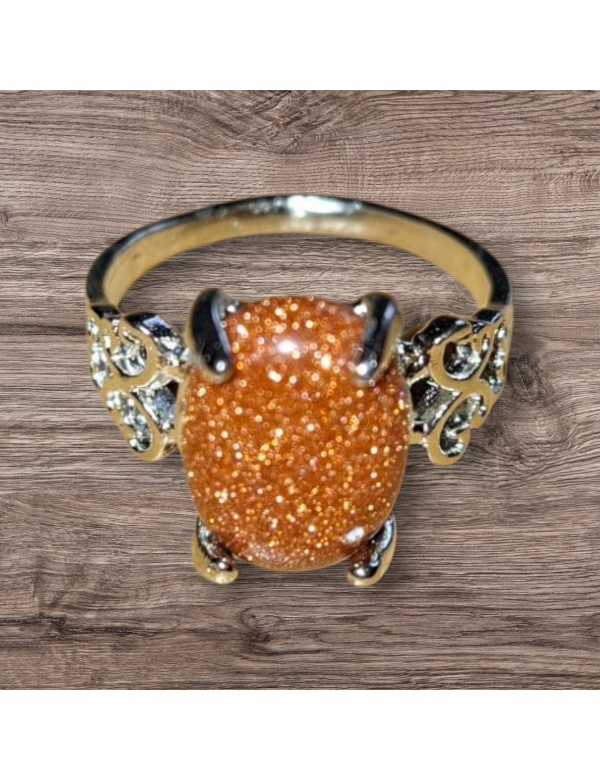 Zilverkleurige aventurijn 2 ring maat 18