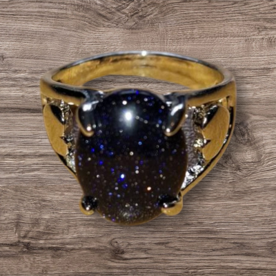 Zilverkleurige aventurijn ring maat 17