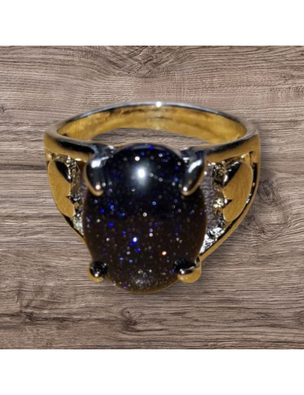 Zilverkleurige aventurijn ring maat 17
