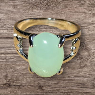 Zilverkleurige aventurijn ring maat 18