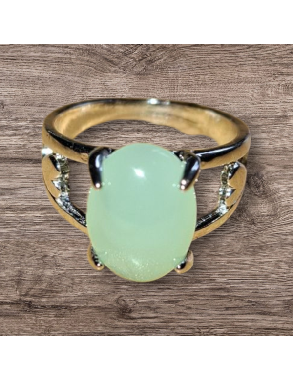 Zilverkleurige aventurijn ring maat 18