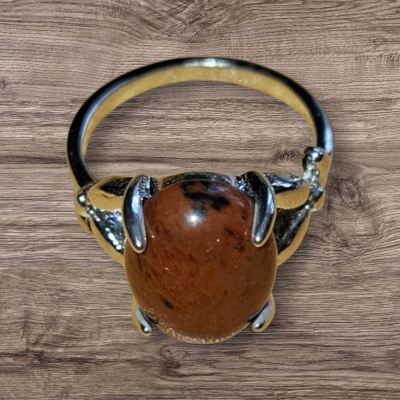 Zilverkleurige jaspis ring maat 12
