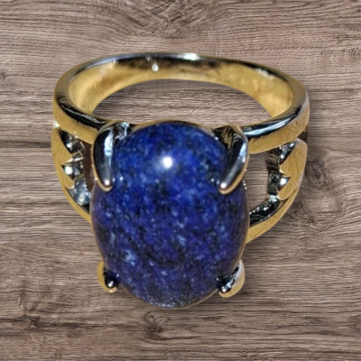 Zilverkleurige Lapis Lazuli ring maat 10