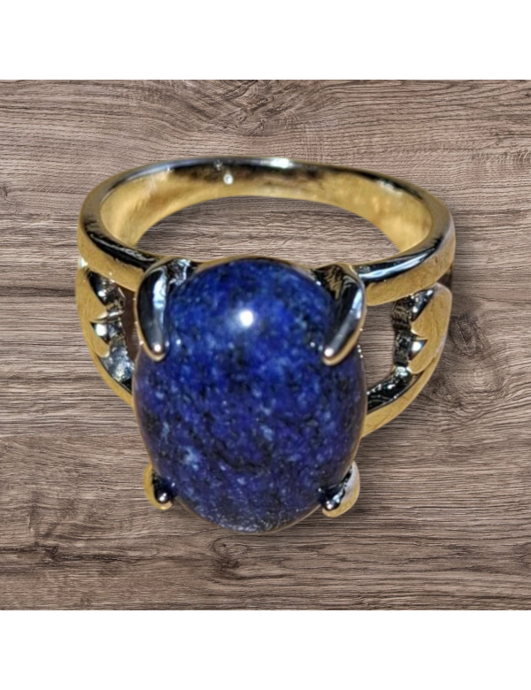 Zilverkleurige Lapis Lazuli ring maat 10