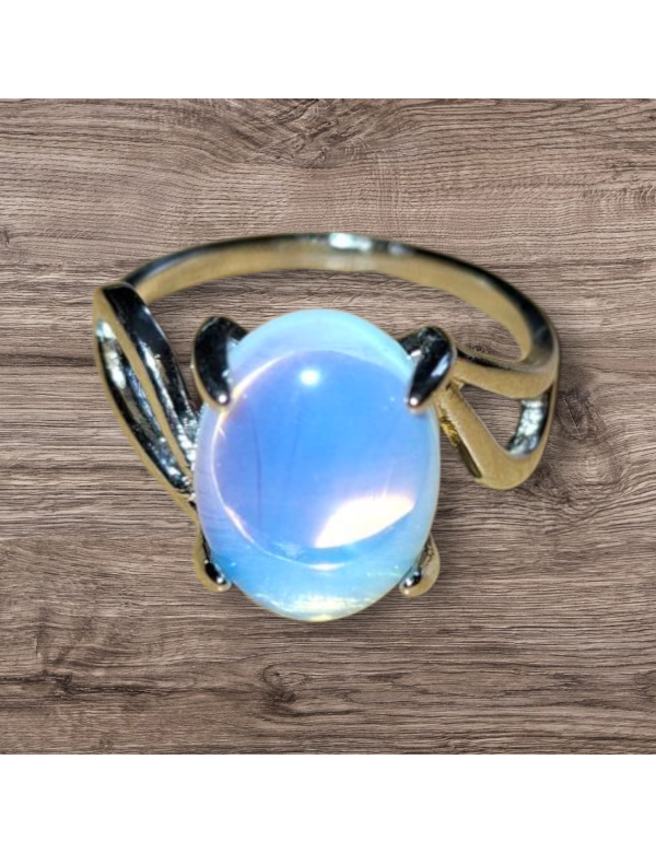 Zilverkleurige opaliet ring maat 18