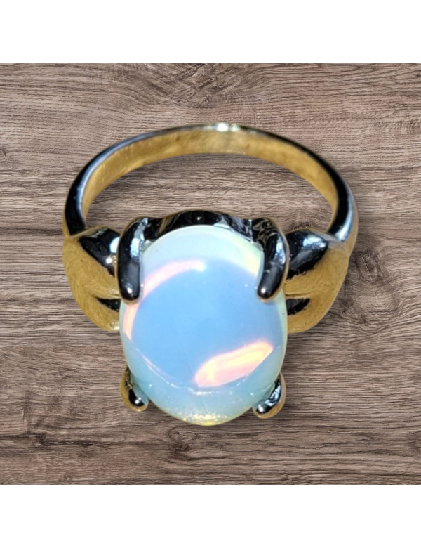 Zilverkleurige opaliet ring maat 12