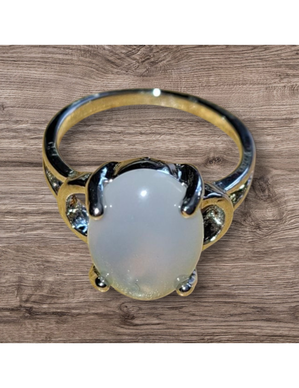 Zilverkleurige opaliet ring maat 14