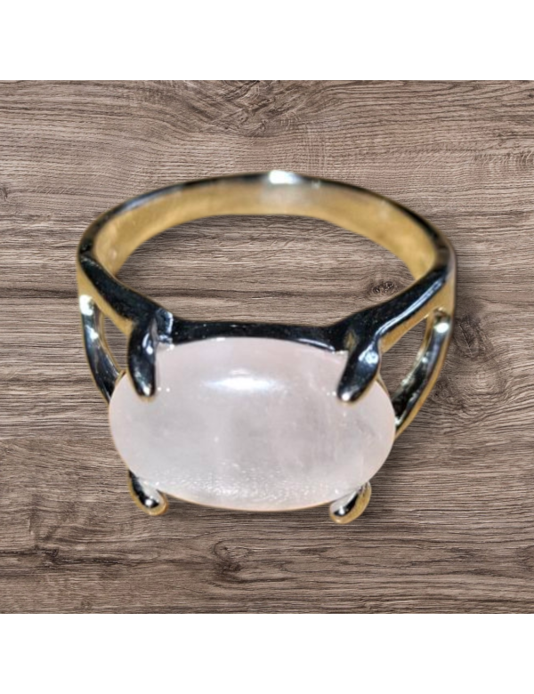 Zilverkleurige rozekwarts ring maat 18