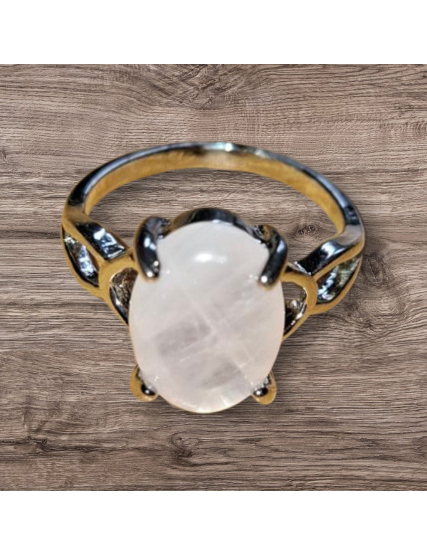 Zilverkleurige rozenkwarts ring maat 19