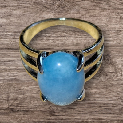 Zilverkleurige turkoois ring maat 13